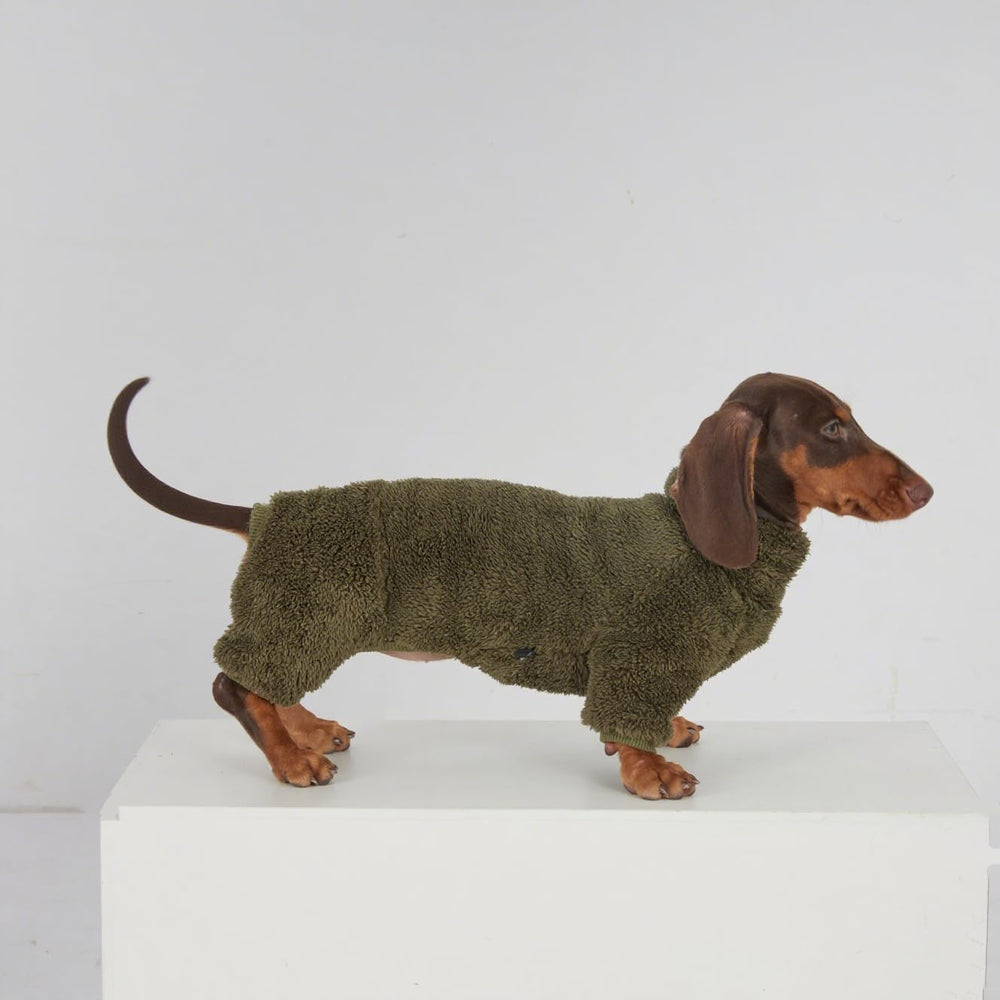 ESCCBOO dachshund jumpsuit fleece texture offers cozy warmth in cold weather