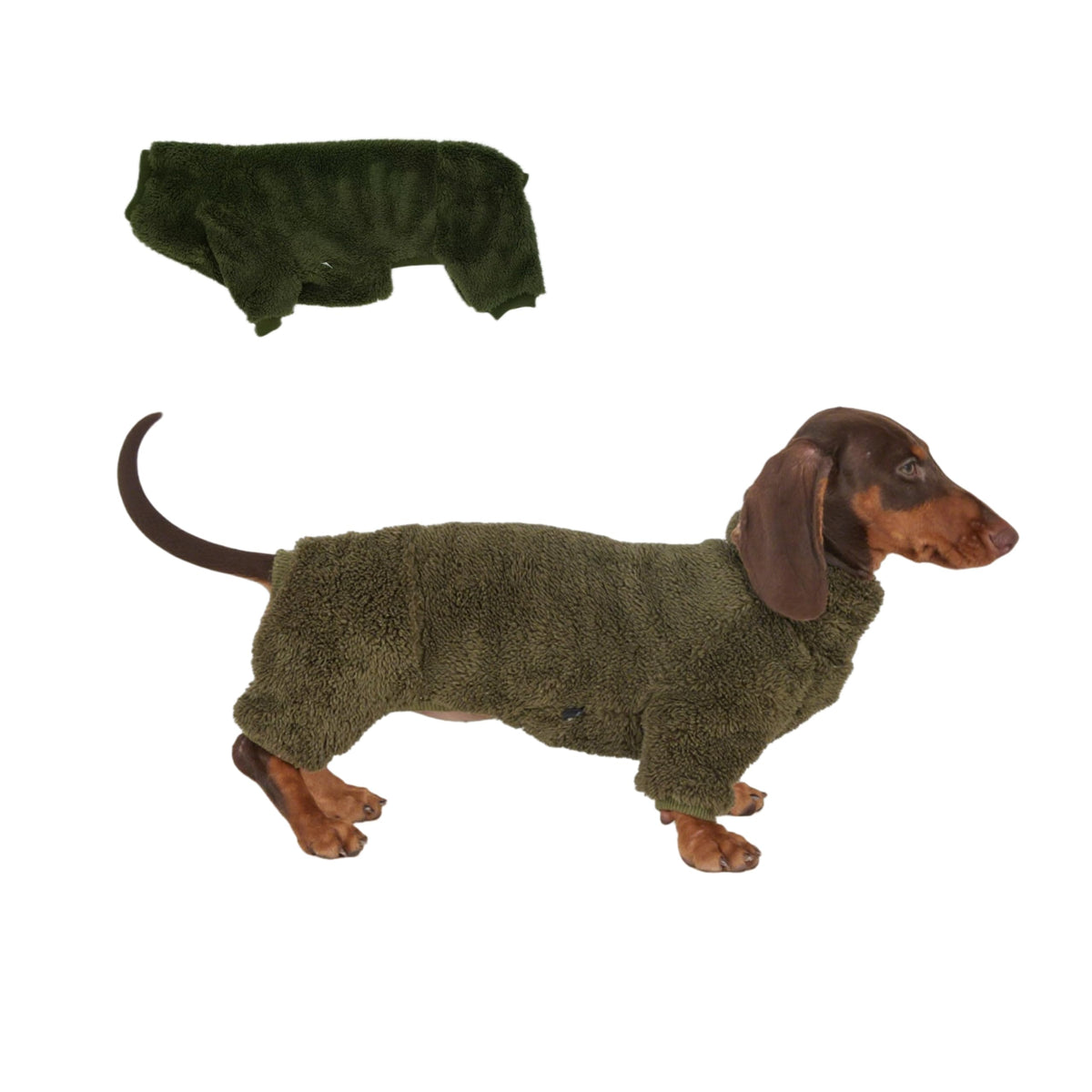 ESCCBOO dachshund jumpsuit front view keeps your dog warm on walks
