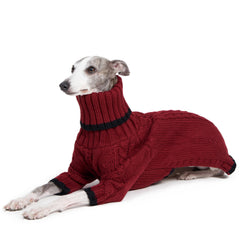 ESCCBOO Italian Greyhound clothes warm sweater red, front view for chilly walks.