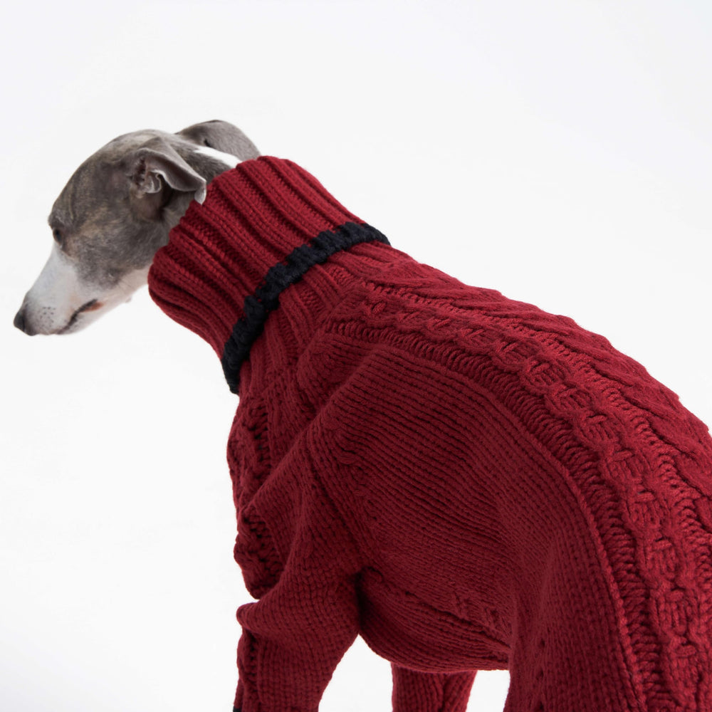 ESCCBOO knit texture closeup red sweater reveals soft fluffy yarn feel
