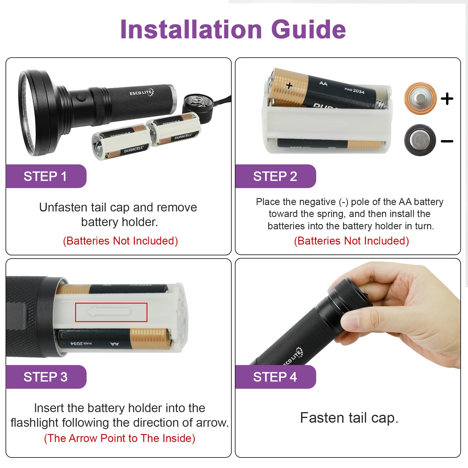 ESCO LITE UV Flashlight ergonomic handle for comfortable grip.