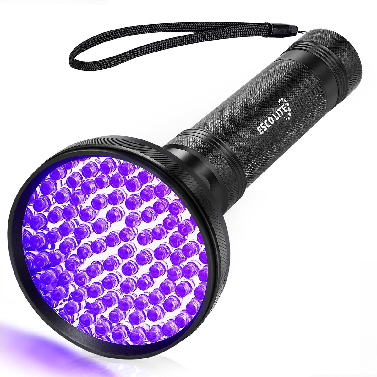 ESCO LITE UV Flashlight in use showing 100 LEDs for 395 nm UV inspection.