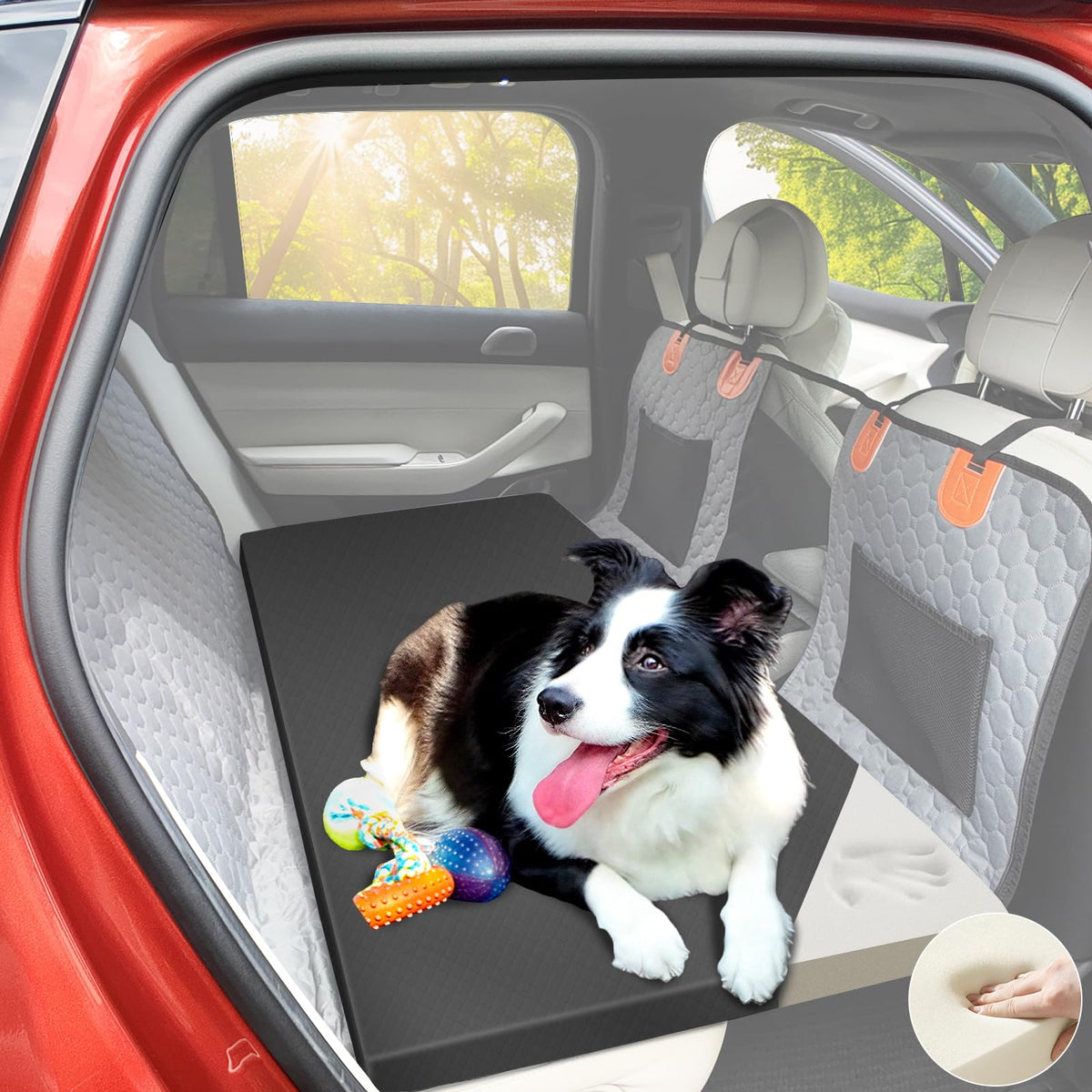 ESCRODOI dog car bed anti-slip design keeps your dog secure on the back seat.