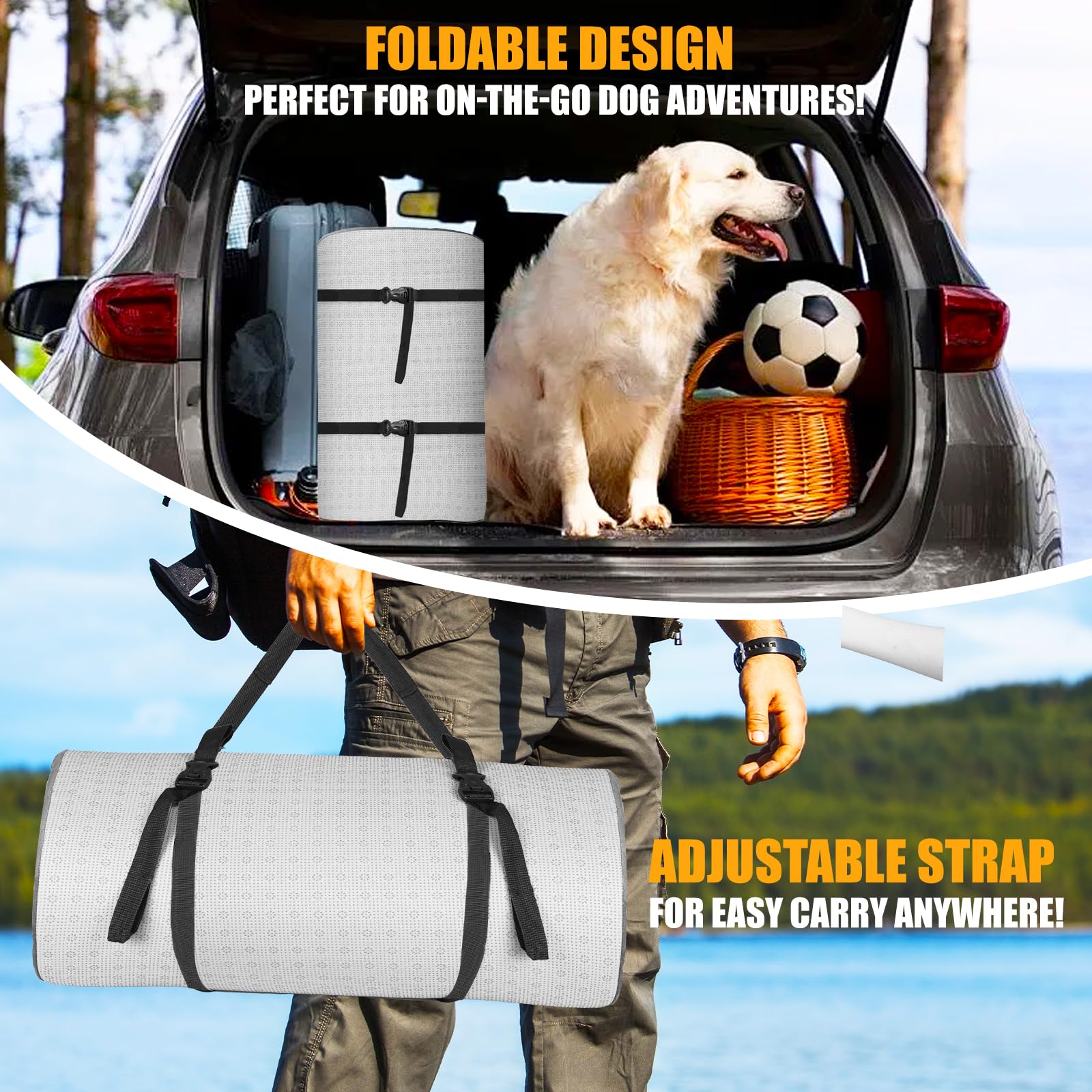 ESCRODOI dog car bed adjustable storage straps for easy car storage or portability.