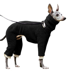 Esobo winter dog coat front view showing warm neck wrap and snug fit