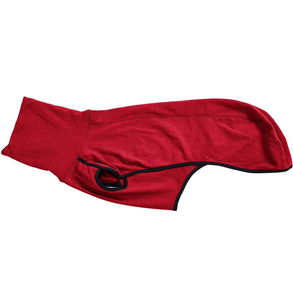 Esobo fleece dog coat back view highlights durable reinforced edges