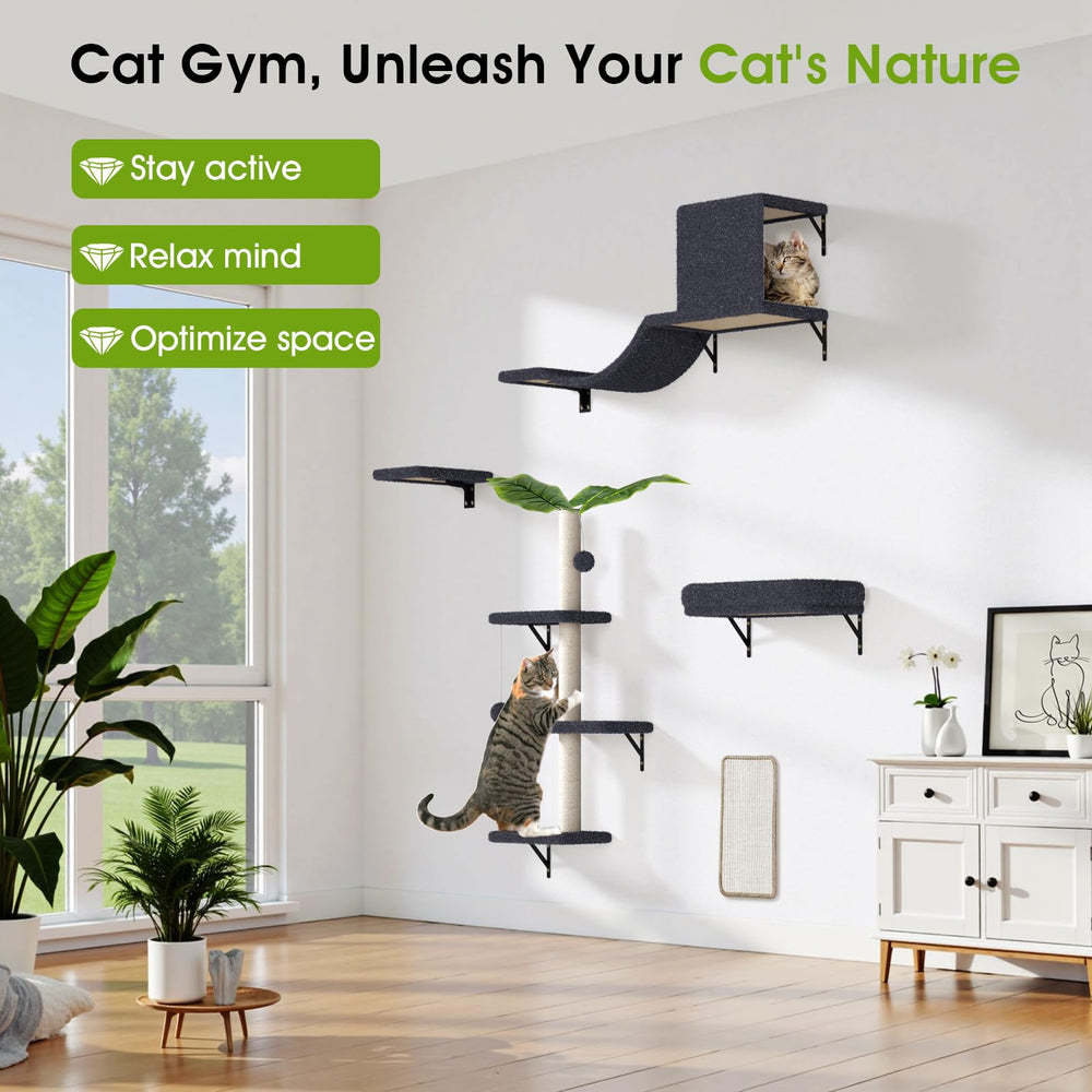 ESOTTE cat wall shelves sisal scratcher enables satisfying scratching sessions