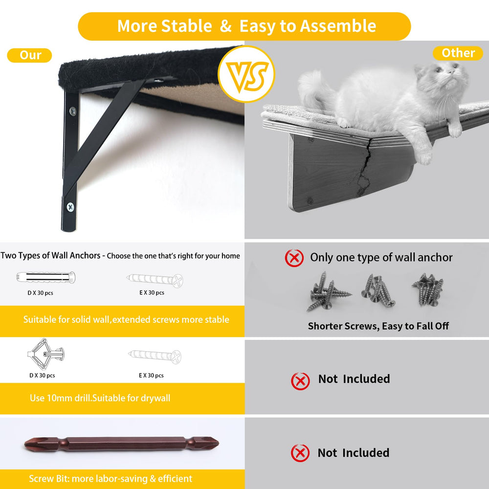 ESOTTE Modern Wall Cat Shelves assembly instructions show tool-friendly setup.