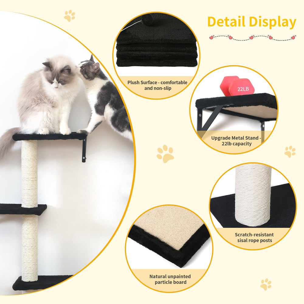 ESOTTE Modern Wall Cat Shelves tree offers multi-level rest with sisal rope scratching.
