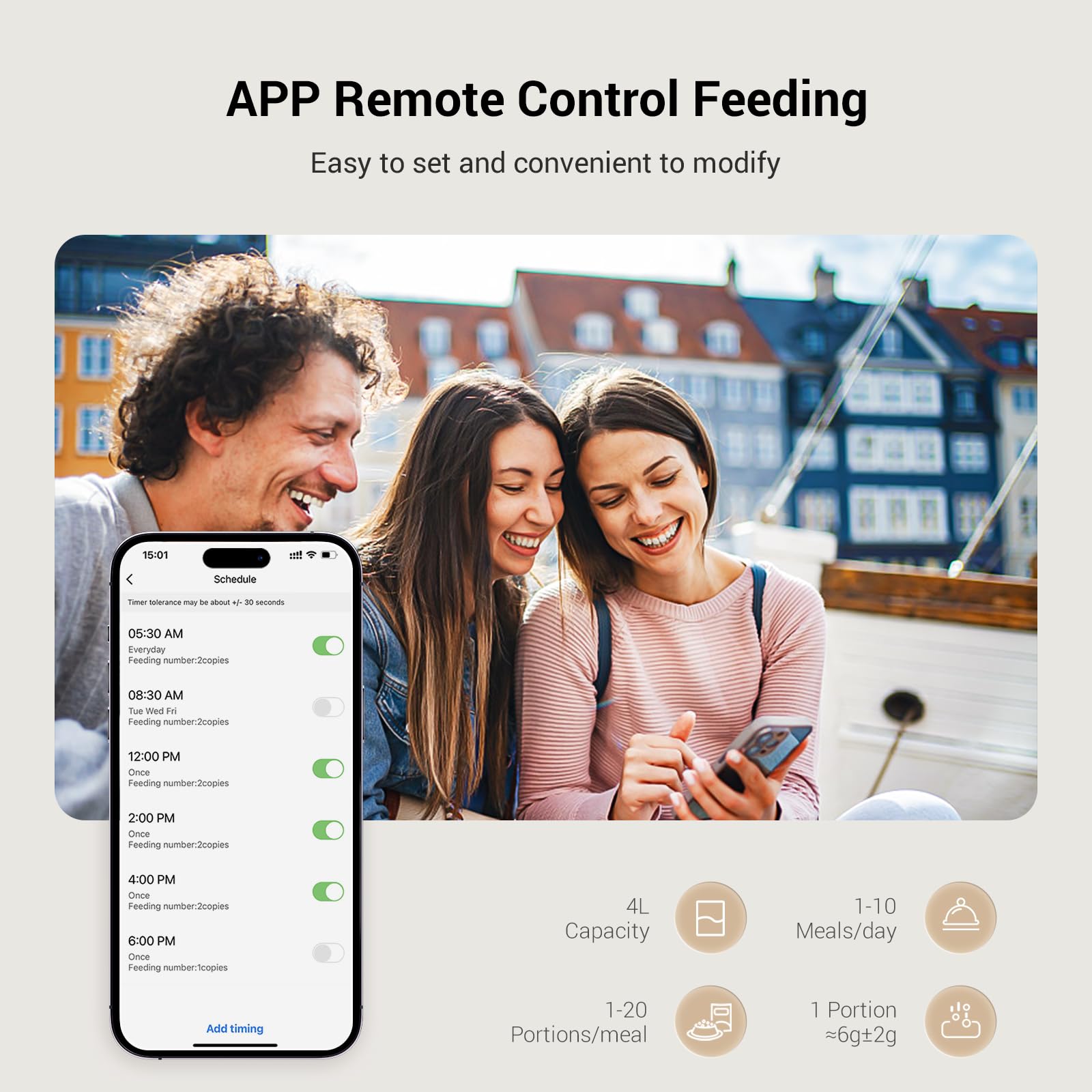 Espelho two-way audio feeder enables live mealtime communication.