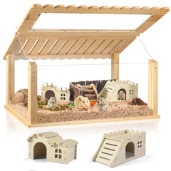 Essenhome 24-inch acrylic hamster cage front view enables easy viewing during playtime