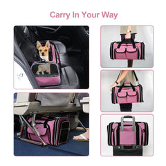 ESTARER airline-approved under-seat pet carrier ready for air travel.
