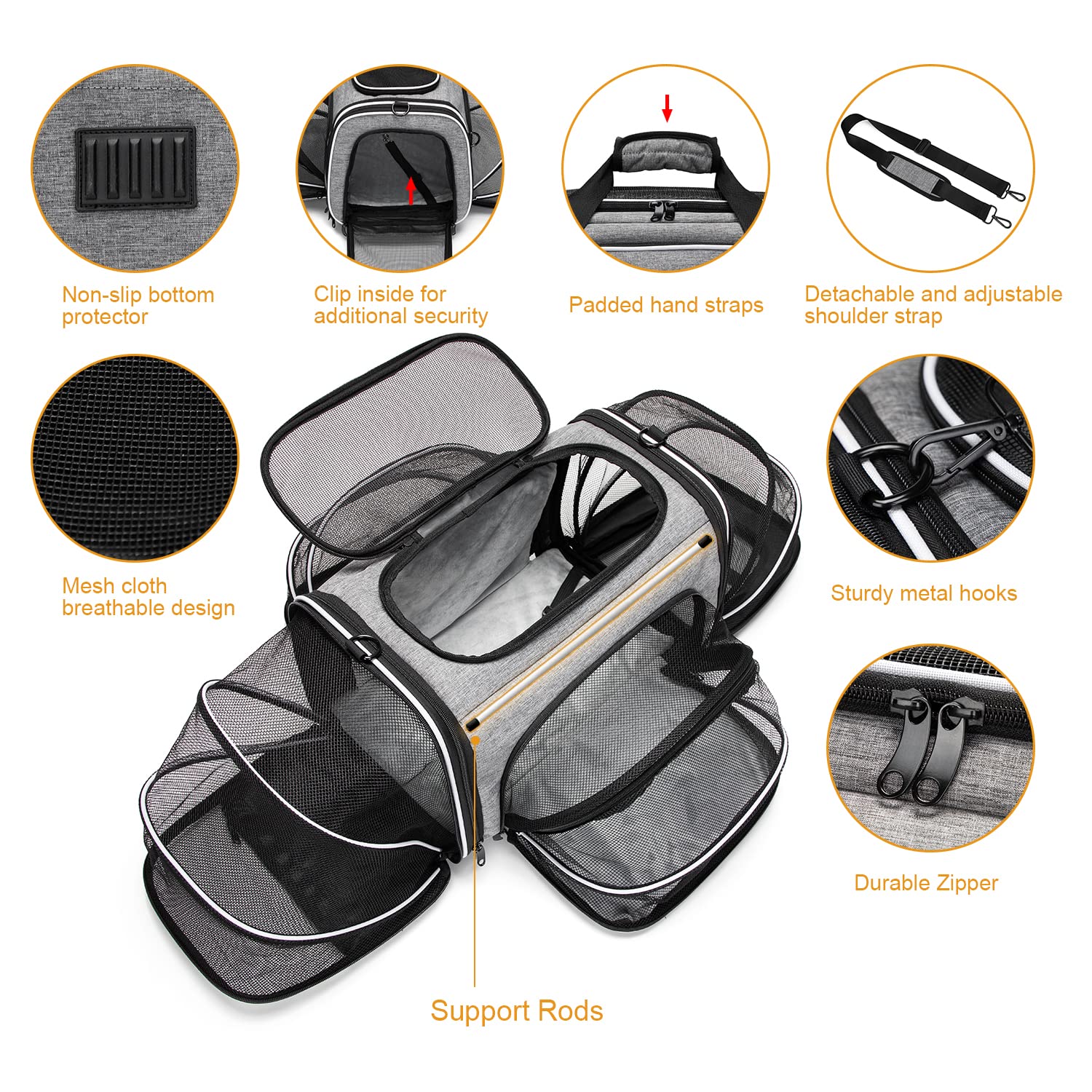 Estarer mesh windows provide ventilation and visibility for anxious pets.