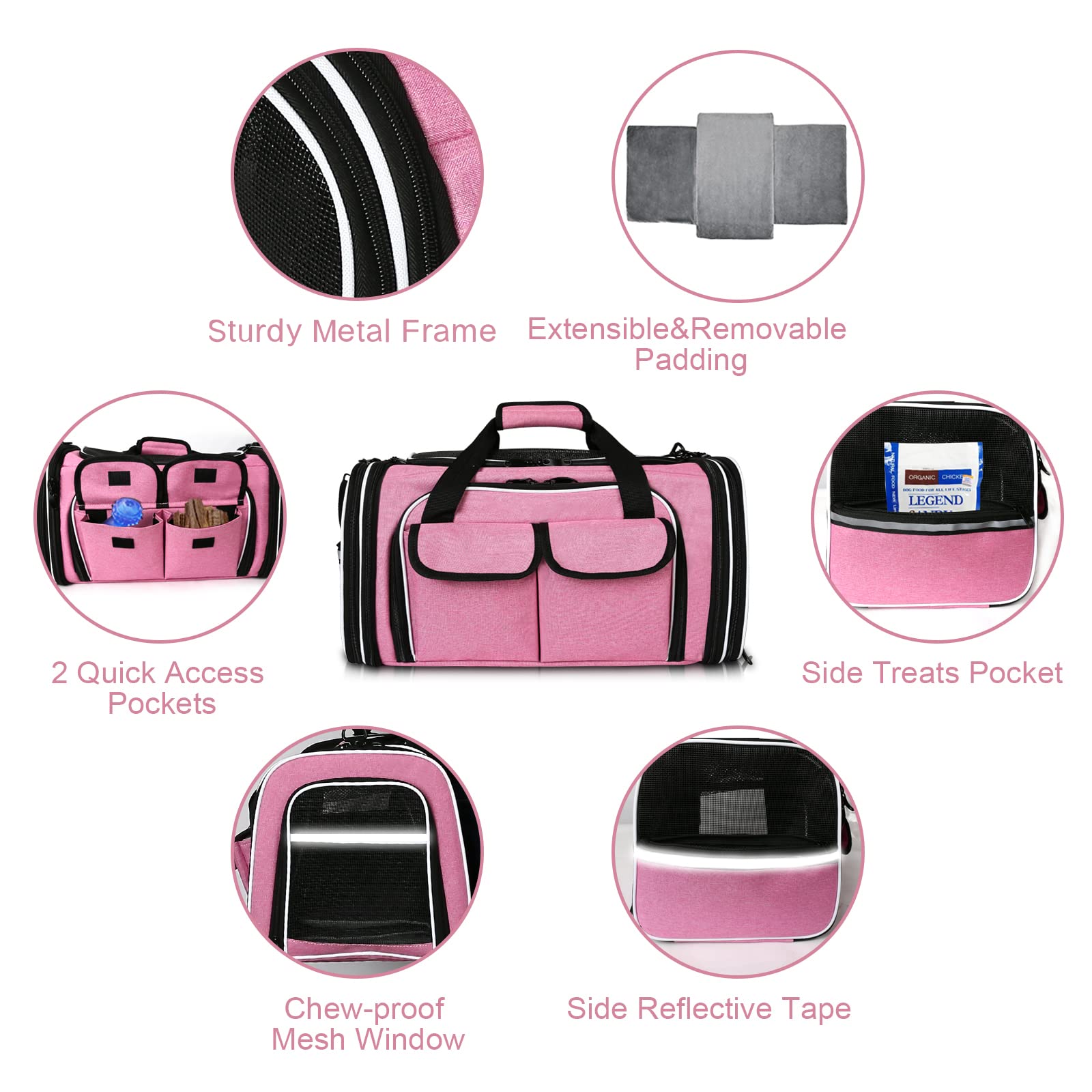 ESTARER side pockets for pet essentials like toys and treats.