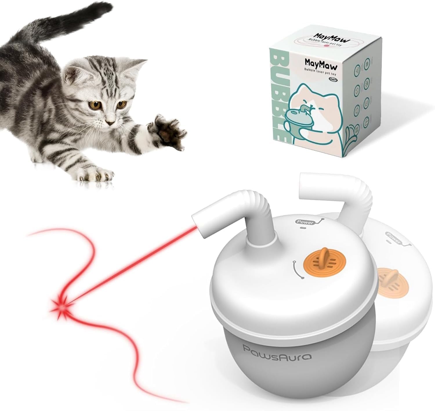estbicn automatic laser cat toy front view showing active laser and playful design for indoor cats