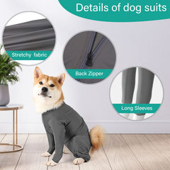 Etdane anti-licking dog suit covers body and legs to protect wounds.