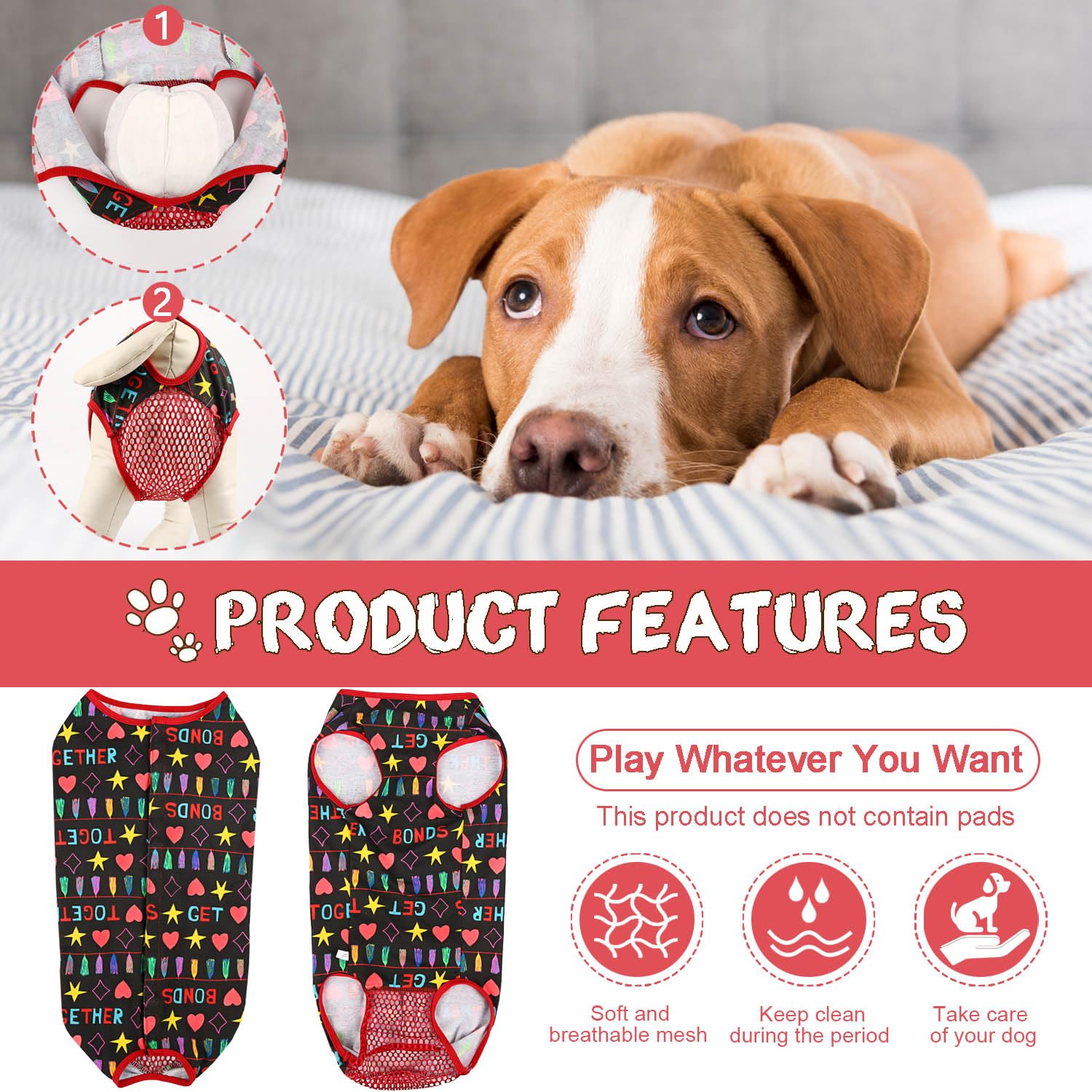 Etdane dog period diaper insert-pad area demonstrated, keeps dog and home cleaner.