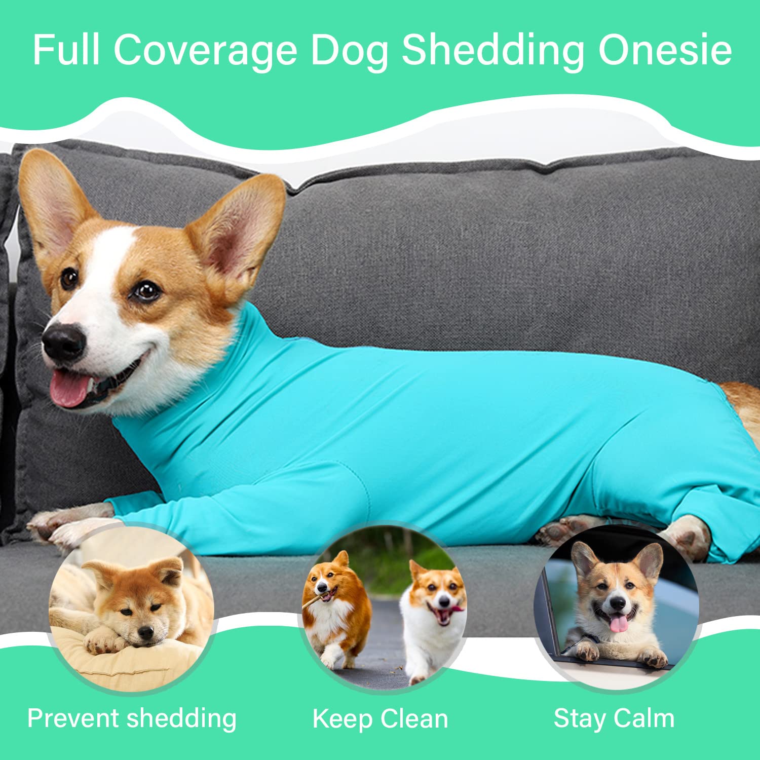 Etdane Recovery Suit blue 3XL shedding-cover demonstrates fur containment and easy cleanup