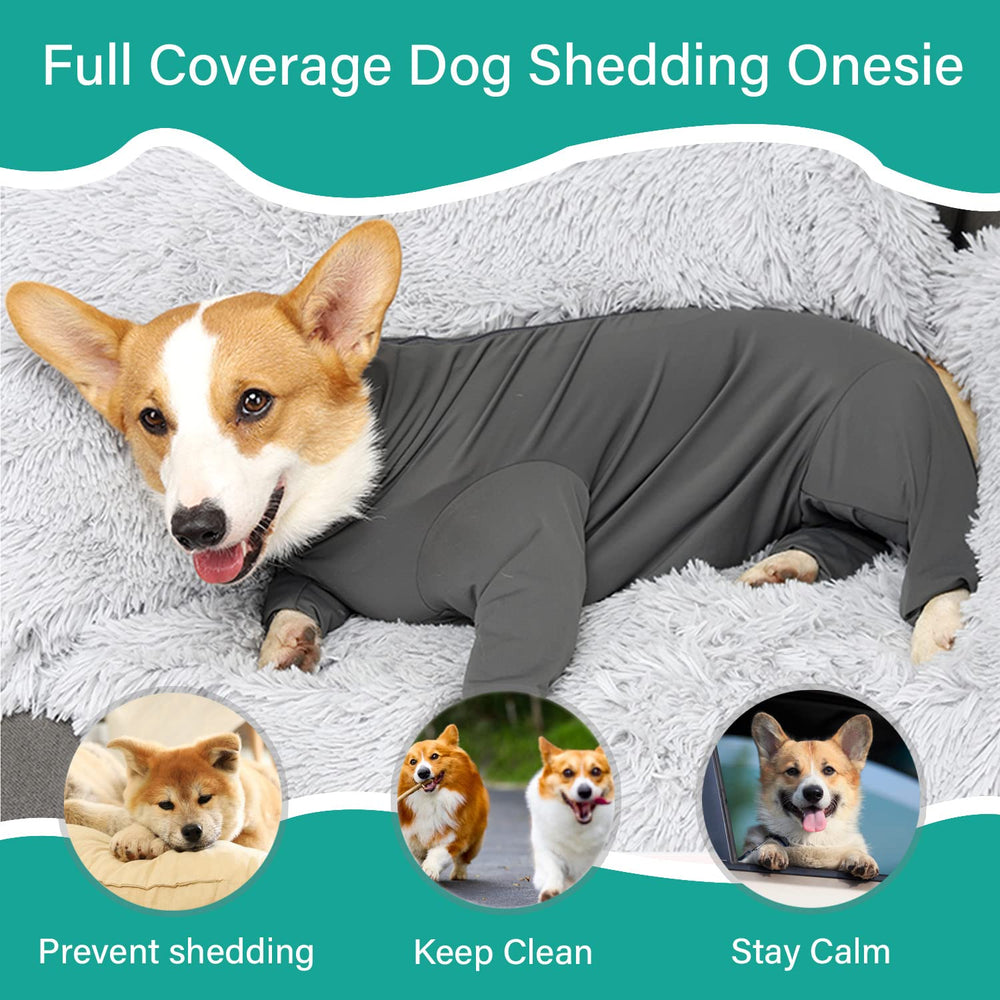 Etdane recovery suit fully covers dog, helping shed fur containment