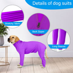 Etdane recovery suit purple XL, back view, supports secure healing posture