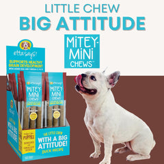 Etta Says Mitey Mini Chews close-up treats shows chewy texture ideal for training sessions.