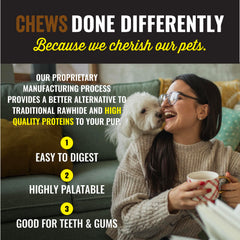 Etta Says buffalo chew closeup shows blend-friendly rawhide alternative for easier digestion.