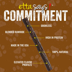 Etta Says Made-in-USA buffalo chew shot conveys natural ingredients and trusted production.