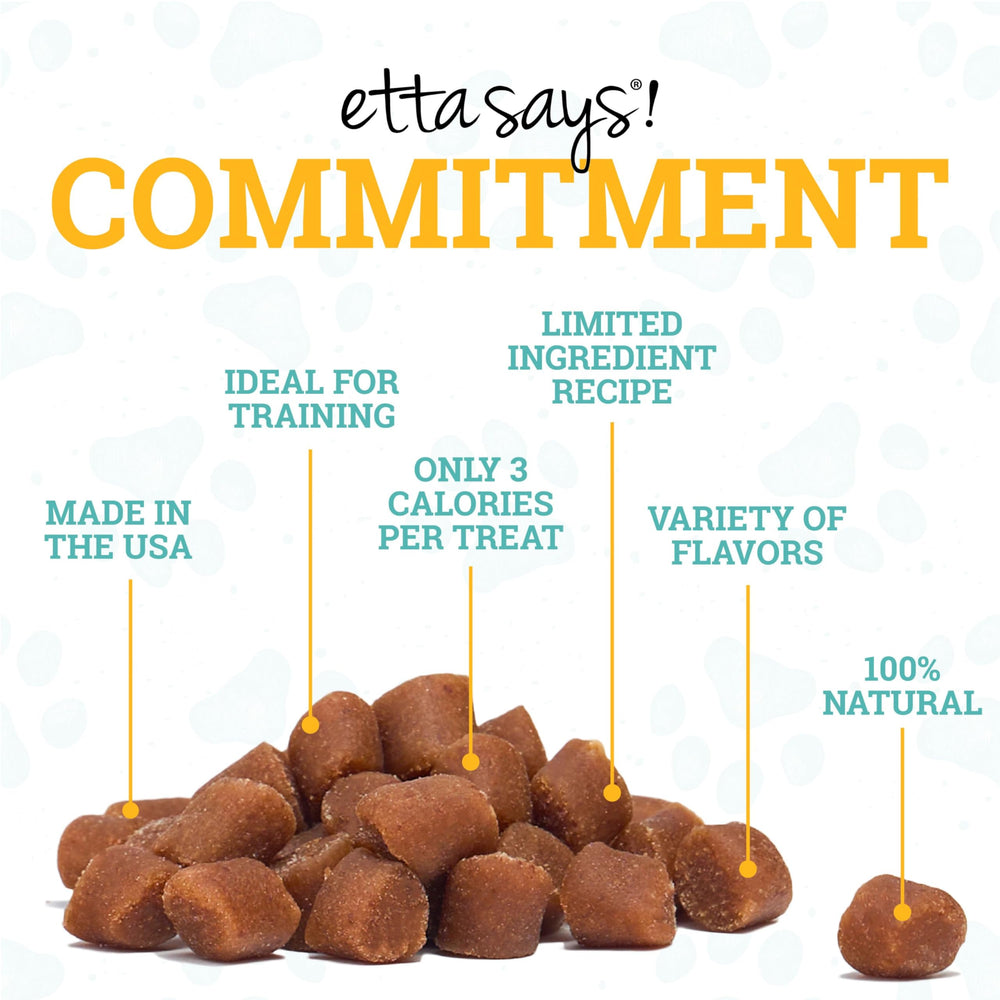 etta says Training Treats limited ingredients soy wheat corn gelatin-free label