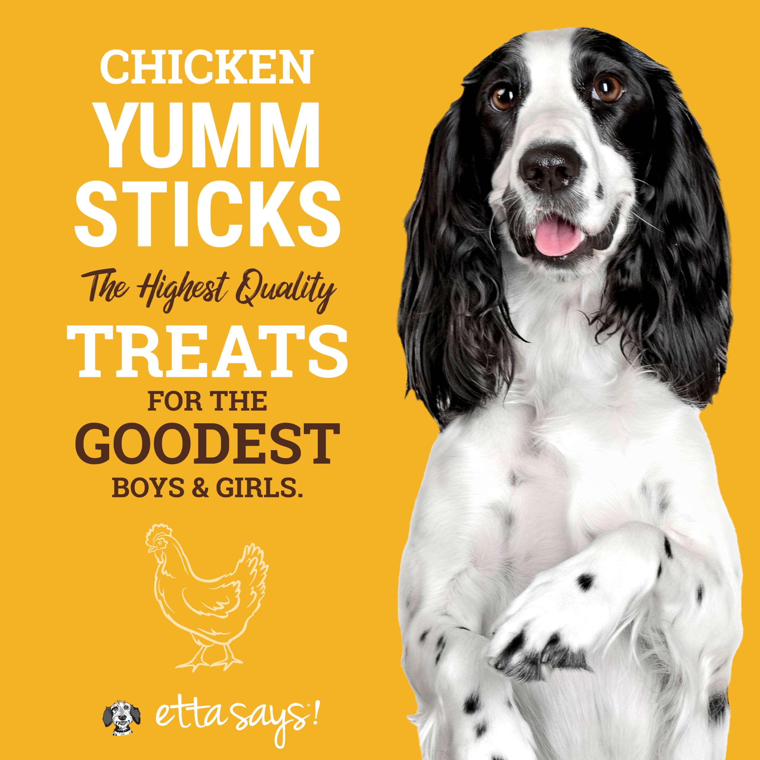 etta says! Yumm Sticks chicken jerky closeup highlights real meat aroma.