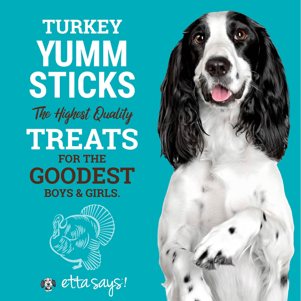 etta says! Yumm Sticks soft turkey treats held for training rewards