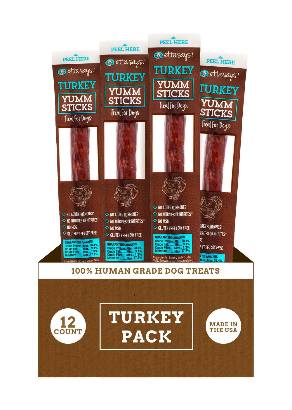 etta says! Yumm Sticks turkey-treat-package shows real meat for dogs