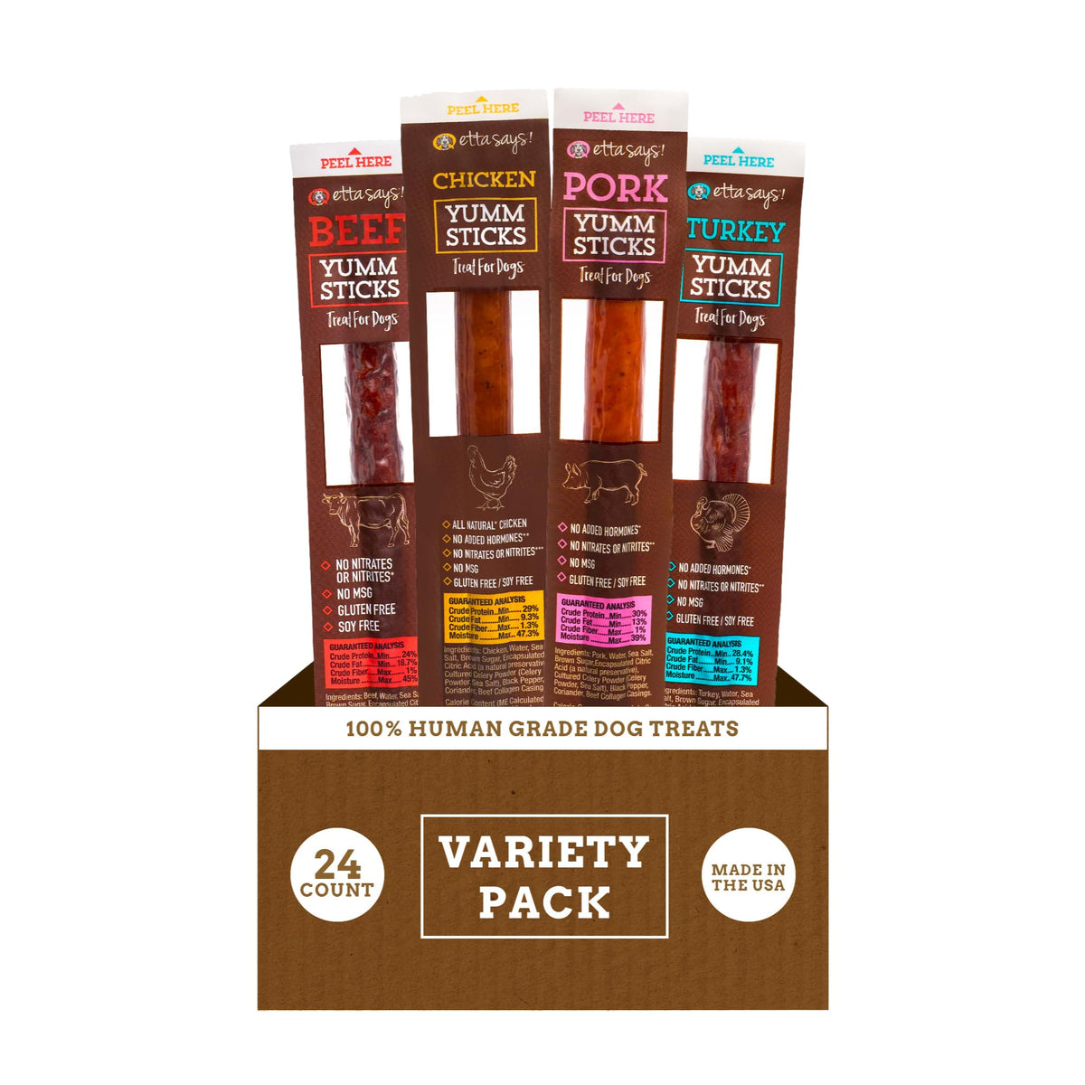 etta says! yumm-sticks variety-pack for versatile dog snacking with real-meat flavors