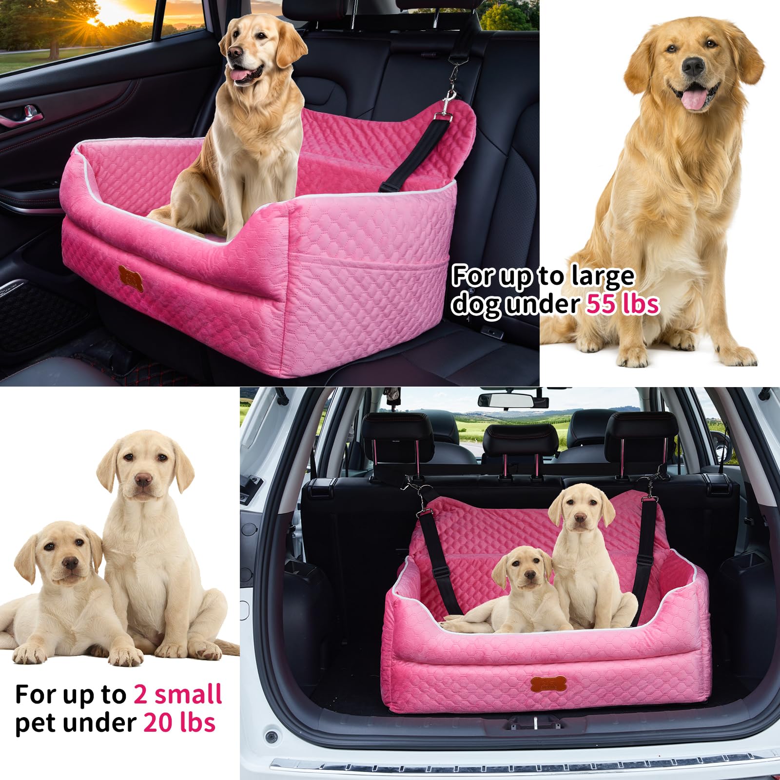 EUHAMS dog car seat installed in car demonstrates compatibility with back seat.
