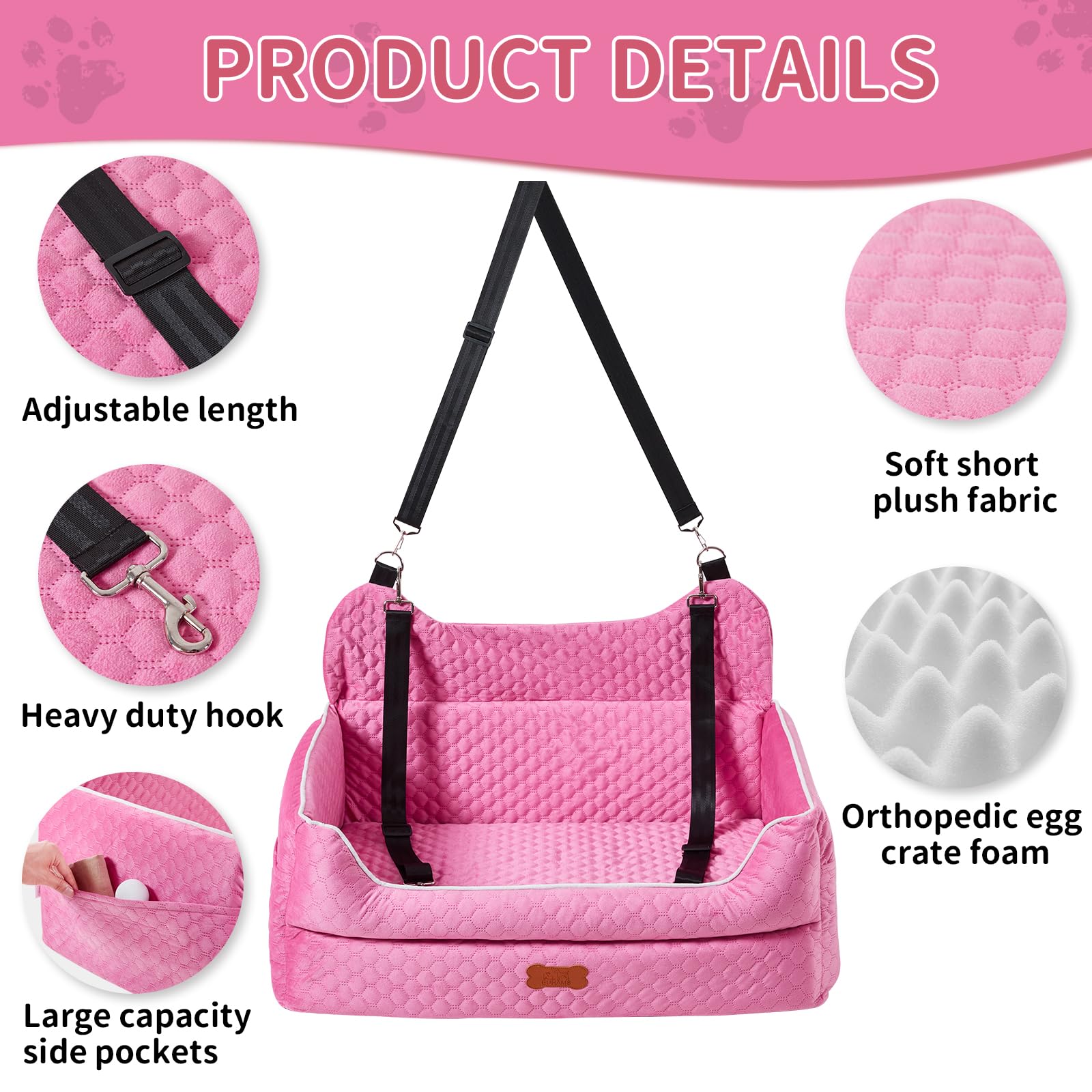 EUHAMS removable cover shows washable pink fabric for easy cleaning.