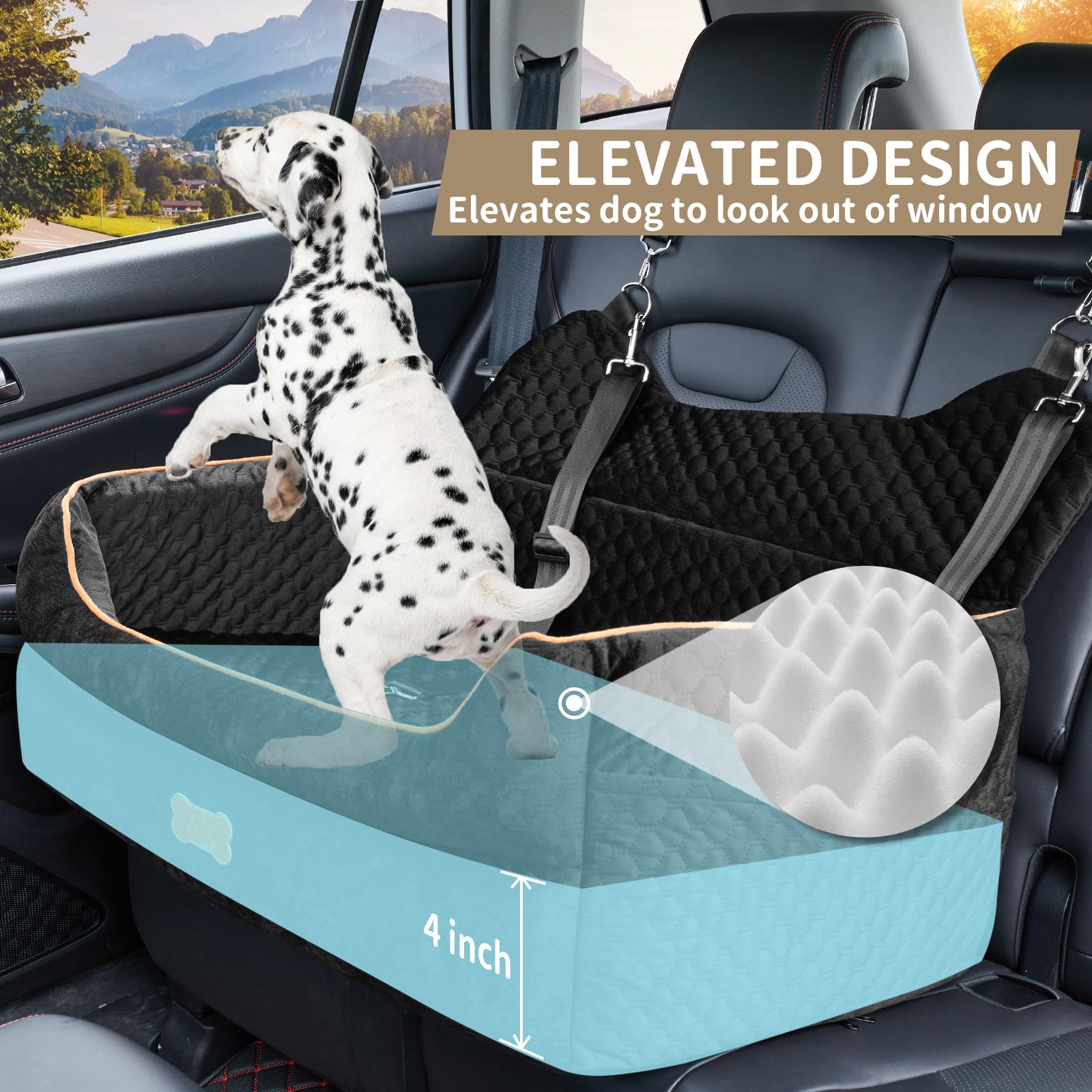 EUHAMS detachable dog booster seat enables easy transfer between car and home.