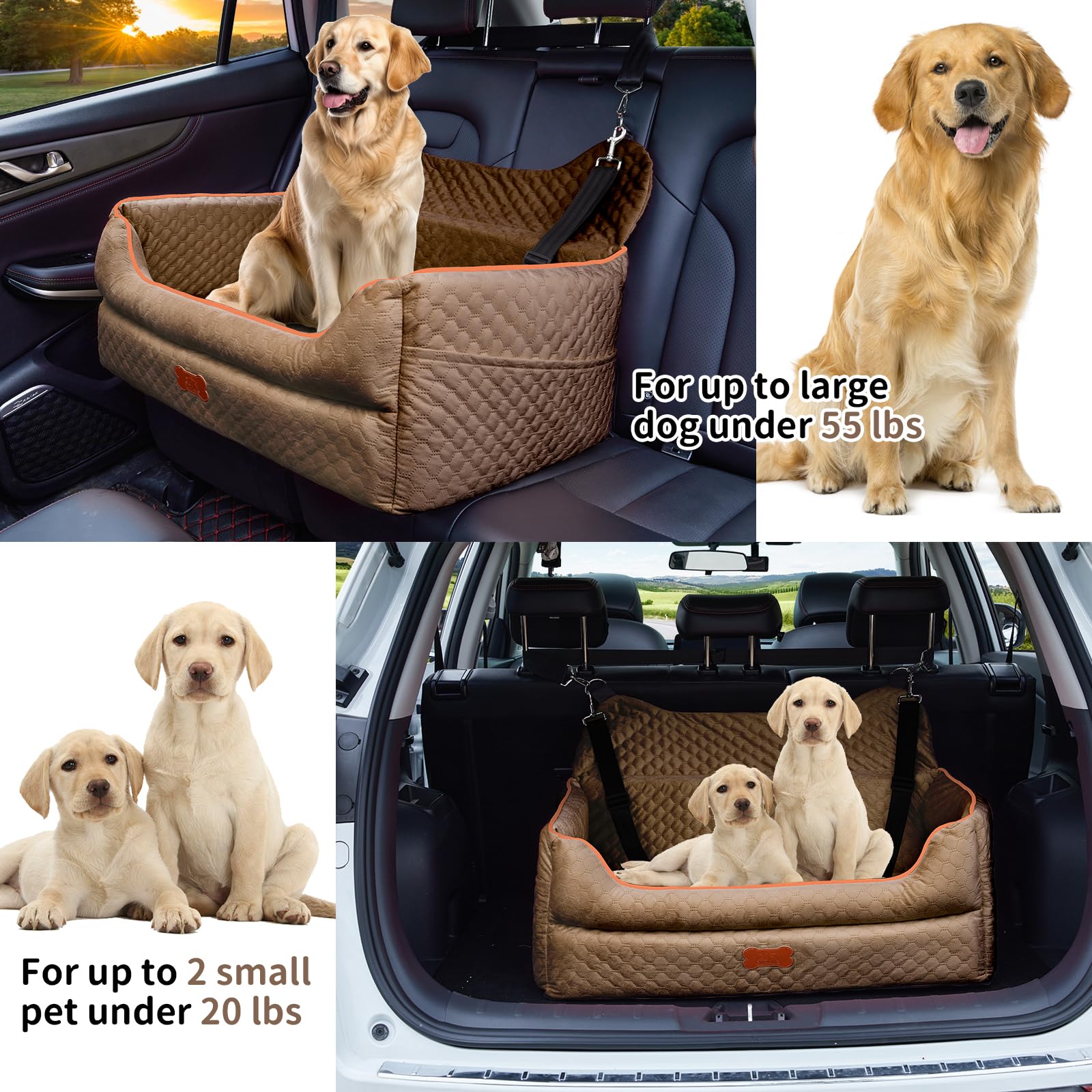 EUHAMS dog booster seat edge bolster keeps dogs safely in place.