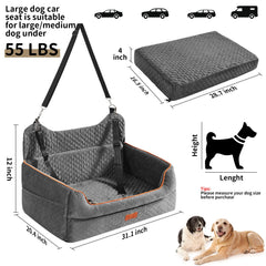 EUHAMS dog car seat assembled demonstrates secure, roomy space for medium to large dogs.
