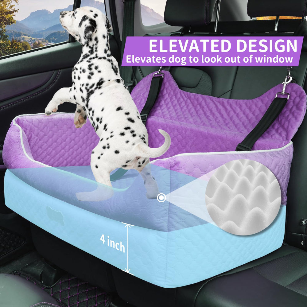EUHAMS dog car seat back-seat installation demonstrates secure setup.