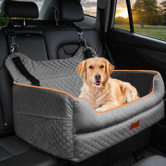 EUHAMS dog car seat back view shows elevated perspective for improved scenery and calmer rides.