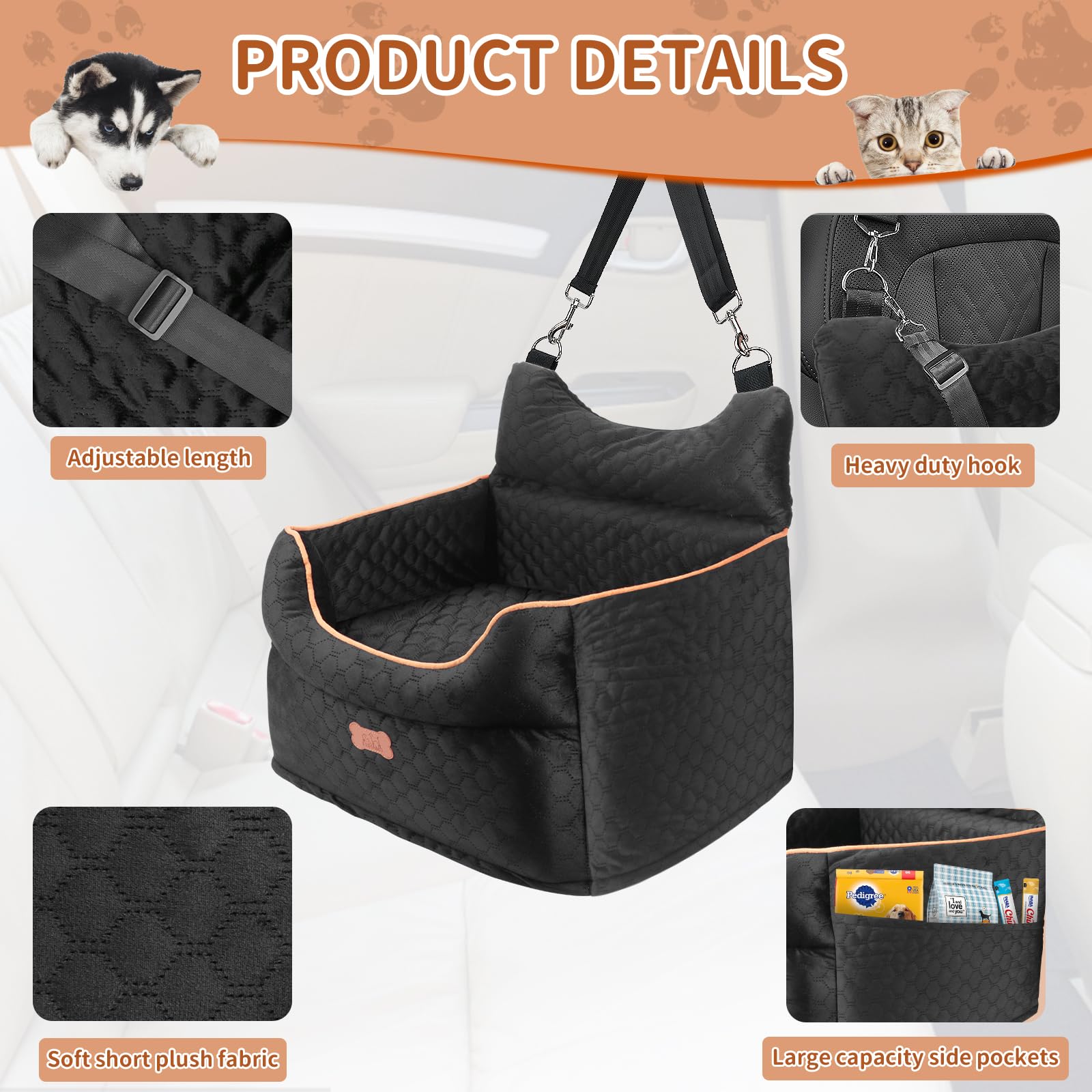 EUHAMS egg-crate memory foam supports joints and cushions your pet during travel.