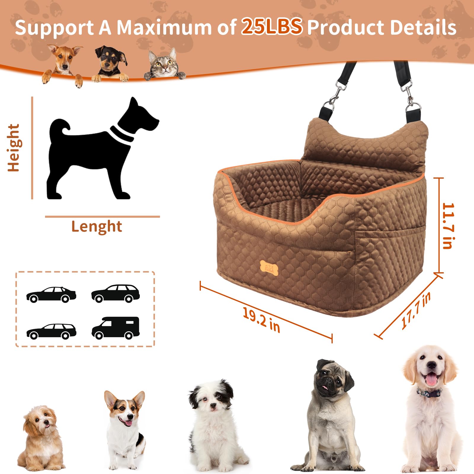 EUHAMS elevated-view dog car seat that keeps dogs engaged with outside scenery