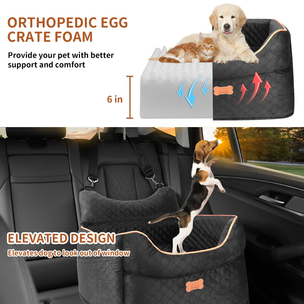 EUHAMS dog car seat front/back installation shows versatile mounting for secure trips.