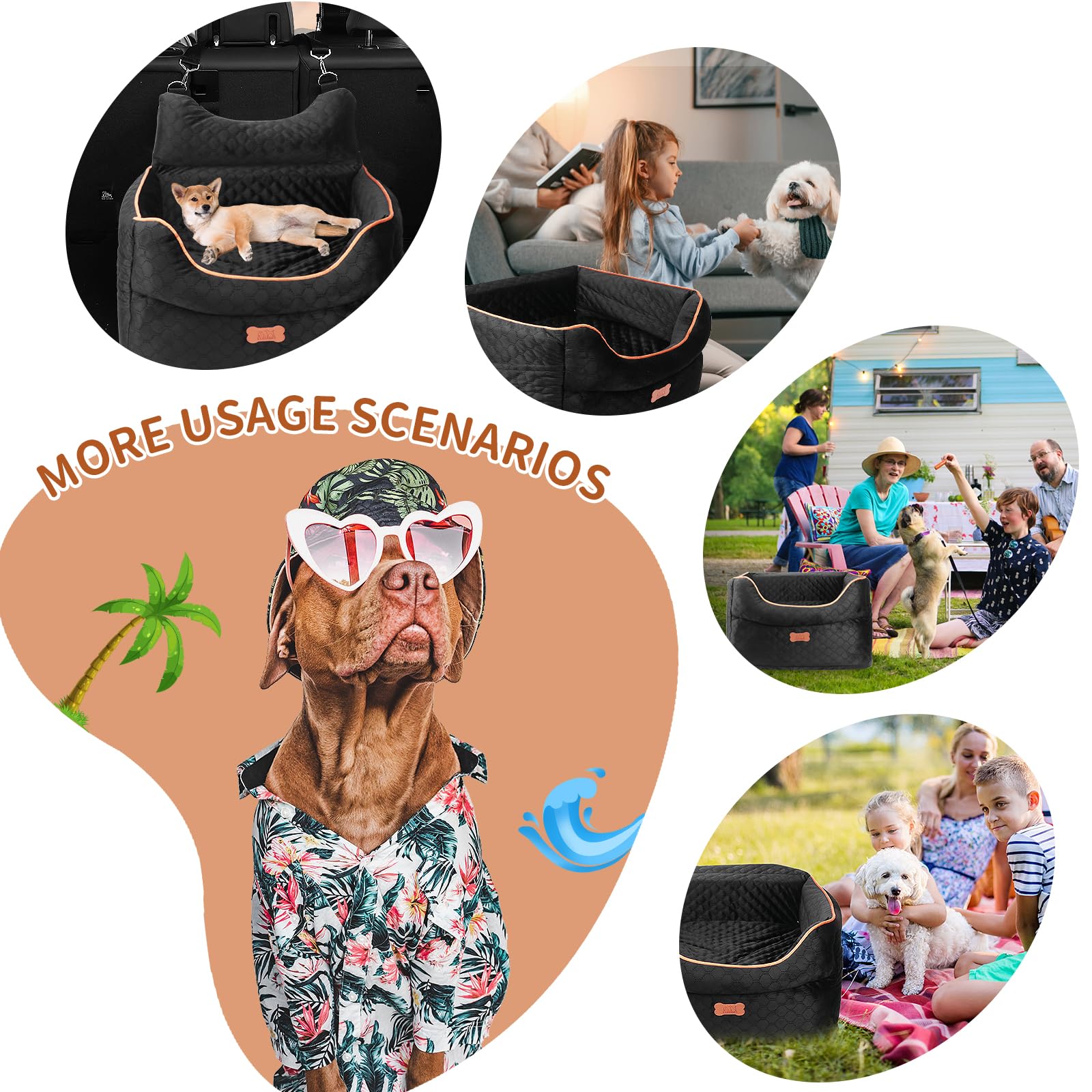 EUHAMS booster seat secures via adjustable leash for safer front or back seat use.