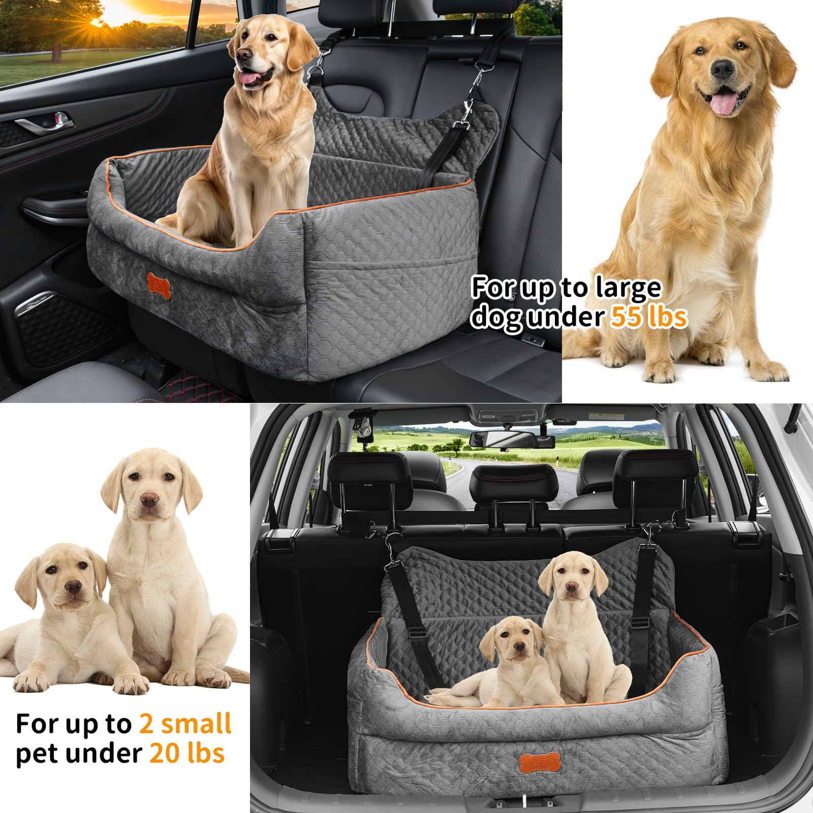 EUHAMS dog car seat safety leash keeps your pup safely secured on the road.