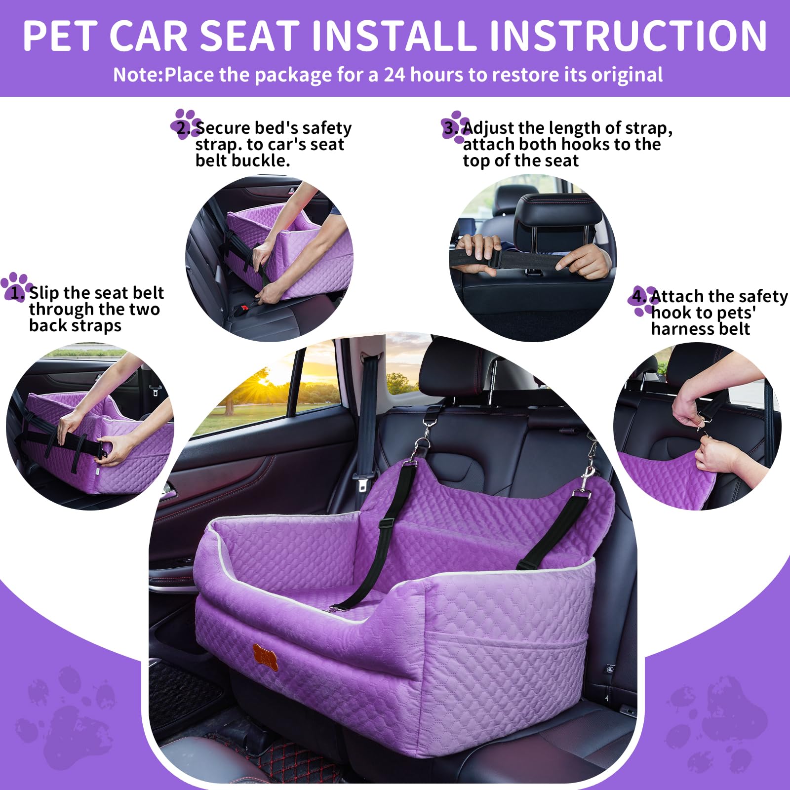 EUHAMS memory foam booster seat storage pockets organize toys and treats.