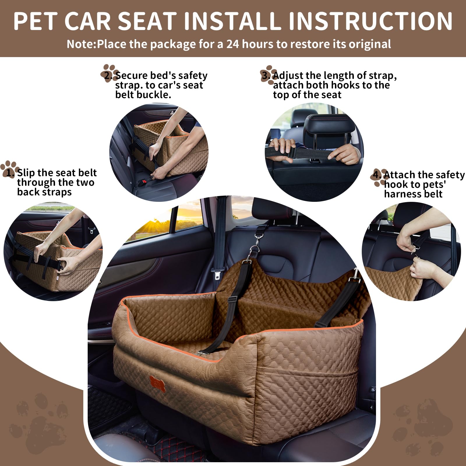 EUHAMS dog seat in-car back seat setup for easy installation.