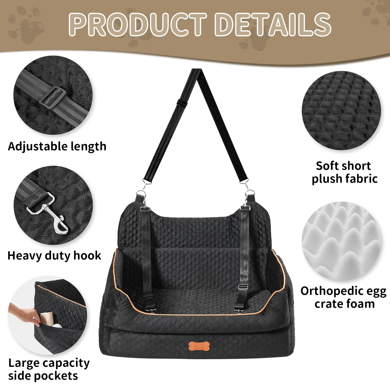 EUHAMS edge bolster keeps dogs secure at the edges during turns.