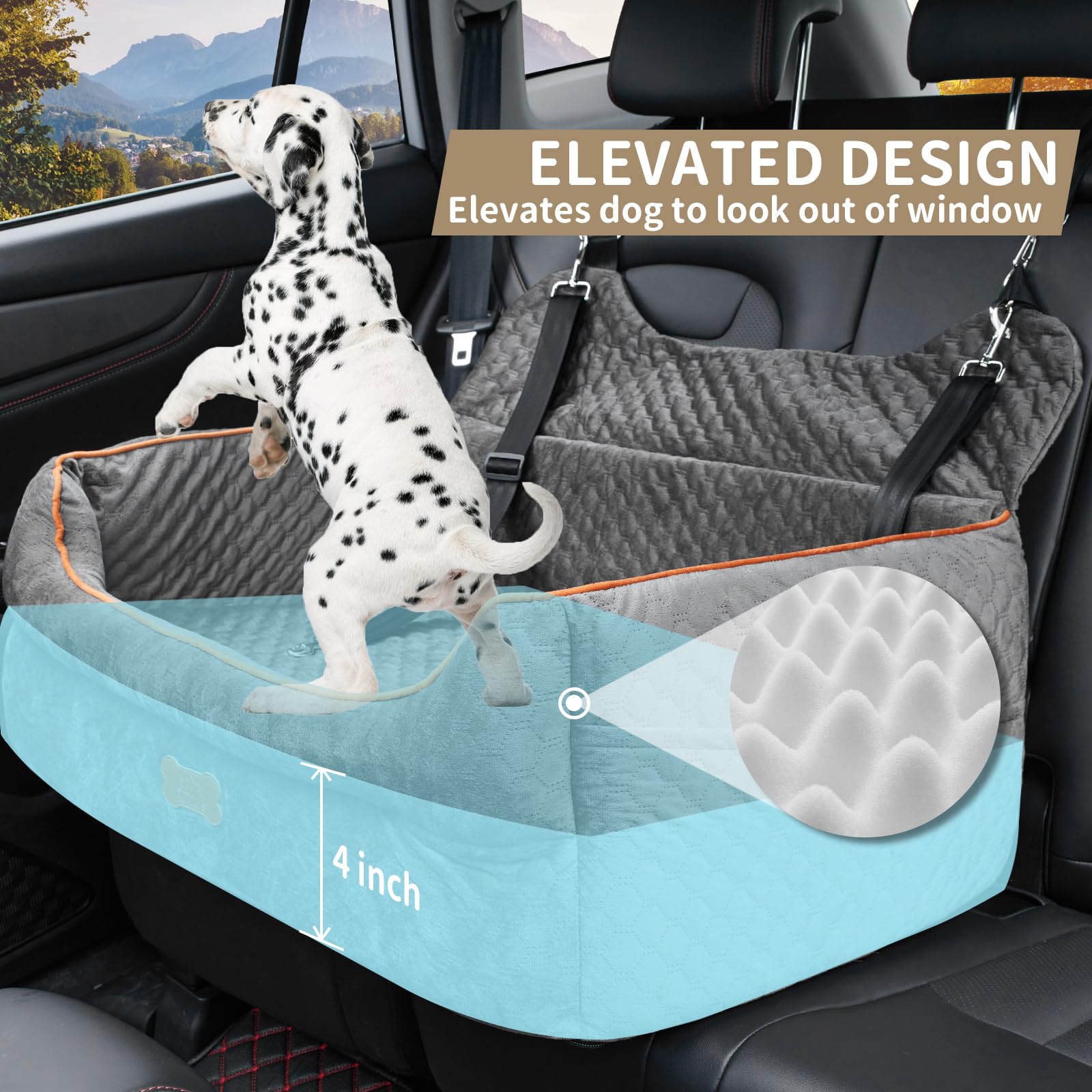 EUHAMS memory foam dog bed in car delivers plush comfort during travel.