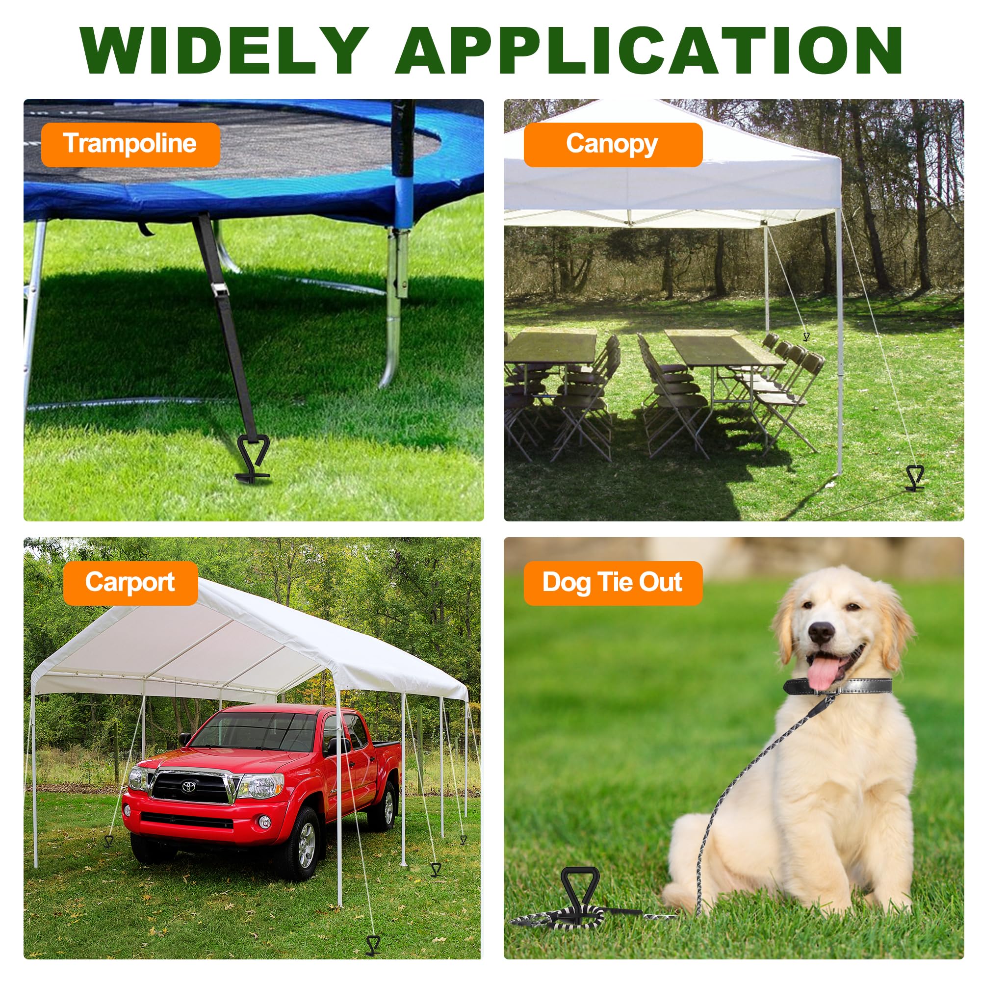Eurmax trampoline stakes dog-tie-out application ensures safe containment.