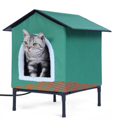 EursurePet elevated heated cat house for winter keeps outdoor cats cozy and safe.